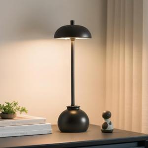 1 Pack Black Ceramic Rechargeable Table Lamps, 5000mAh Small Wireless Battery Operated Portable Table Light, Dimming Mini LED Touch Battery Powered Desk Top Lamp for Bedroom Restaurant/Patio/Outdoor