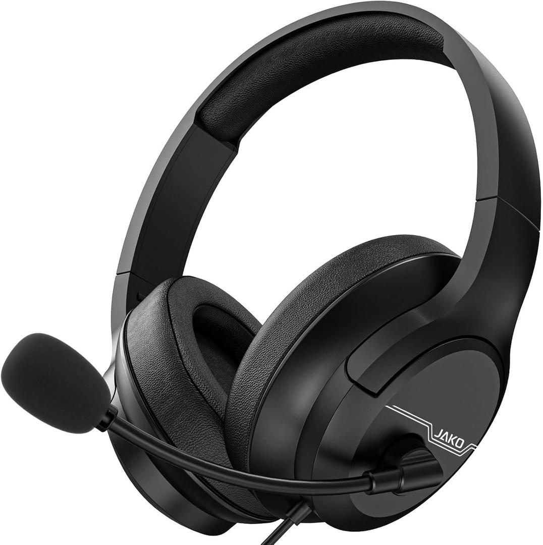 Gaming Headset for Xbox One, PS5, PS4, PC, Sega Game Gear and Other Devices with 3.5mm Audio Jack, Plug and Play, Gaming Headphones for Nintendo Switch with Clear Mic, Folding Design for Kids (Black)