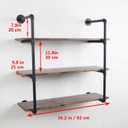 MBQQ Industrial Retro Pipe Shelf 36in 3 Tier Wall Mounted,Rustic Floating Shelves,Farmhouse Kitchen Bar Shelving,Home Decor Book Shelves,DIY Bookshelf Hanging Wall Shelves,Black