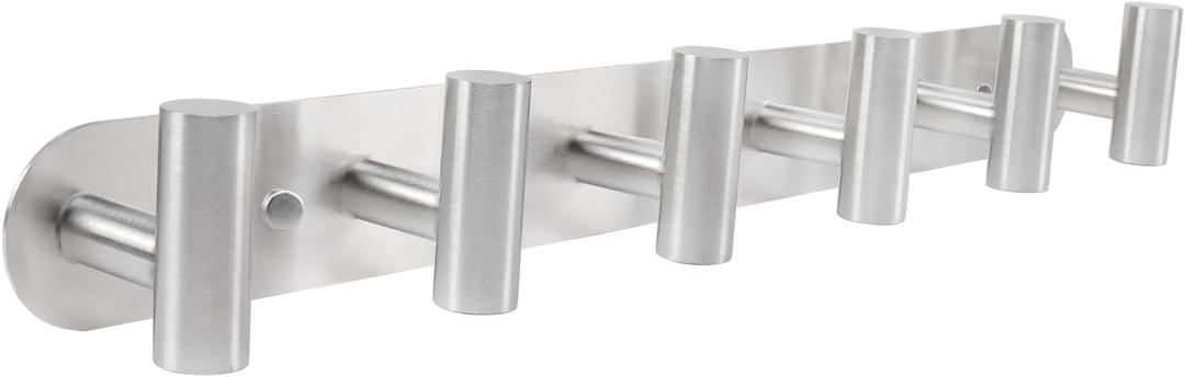 Coat Hook Rack, Wall Mounted Coat Rack with 6 Hooks, Heavy Duty Towel Hook Rack Wall Hooks for Hanging Coat Jacket, Stainless Steel Coat Hanger for Bathroom Entryway Mudroom(Brushed Nickel)