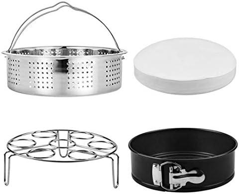 Steamer Basket, Egg Rack Holder, 7" Non-stick Springform Cake Pan, 50 Pcs Cake Paper for Instant Pot Accessories, Vegetable Food Steamer Rack. Fit Pot 5,6,8 qt Pressure