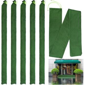 Yopay 6 Pack Long Canvas Sandbags for Flood Protection, 5.7 Feet x 5.7" Reusable Water Barrier Bags, Heavy-Duty Emergency Rain Wind Sand Bags for Flooding, Storm, Home, Garden, Door, Window