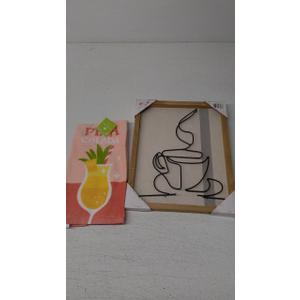 DI CA11X14 Coffee Wire & Linen Art & 1 Pineapple Cocktail FR Kitchen Towel