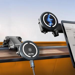 OHLPRO for MagSafe Car Charger Mount for iPhone 17 16 15 14 13 Pro Max, 15W Fast Charging Phone Holder, Magnetic Car Accessories, 360 Rotation, Adhesive Base for Tesla, Gift for Men Women