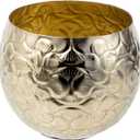 MyGift 5.5 inch Vintage Style Brass Tone Metal Embossed Ginkgo Leaf Design Planter Pot Bowl for Indoor Plants - Handcrafted in India
