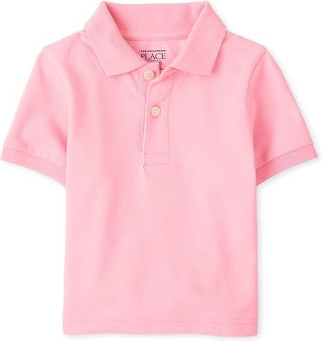 The Children's Place baby boys Fashion Color Short Sleeve Pique Polo (6-9 Months, Rose Pottery)