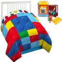 Franco Lego Bedding Set Twin Size Bed - Bundle Manufacturing Microfiber Twin Size Comforter Plus Folder, Mini Notebook, More | Lego Bedding and School Set for Boys