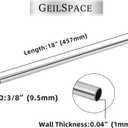 GeilSpace 3/8" OD 304 Stainless Steel Tube, 18 inch Length, Round Metal Weldable and Cuttable Pipe, Straight Metal Tubing for DIY Furniture, Industrial Decor and Construction (3/8"OD-18"-2PCS)