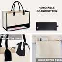 BeeGreen Embroidery Monogram Initial Tote Bag for Women Teacher Mom Friend Personalized Gift for Birthday Beach Work Wedding (Natural & Black)