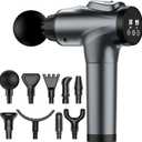 Massage Gun, Muscle Massage Gun for Athletes Handheld Electric Deep Tissue Back Massager, Percussion Massage Device for Pain Relief with 30 Speed Levels 9 Heads pcs (Grey)