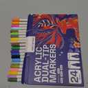 ARTISTRO 24 Dual Tip Acrylic Paint Markers - Art Painting Kit Easy for All Ages & Levels Acrylic Paint Pens for Fabric, Rocks, Paper, Wood, Canvas, Glass, DIY (Dual Tip Brush + Fine)