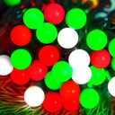 100LED G15 Christmas String Lights - 39ft Globe Fairy Lights with Timing Function, Connectable, 8 Modes Christmas Lighting for Home Bedroom Xmas Wreath Christmas Decorations - Red White Green