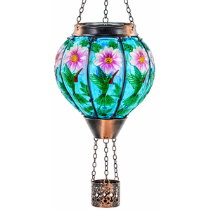 DREAMSOUL Hummingbird Hot Air Balloon Solar Lantern
Hanging Solar Lanterns Outdoor with Flickering Flame Light, Metal Glass Lantern Suitable for Patio Yard and Tree