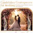 Dandat 2 Pcs 12 Arm Wedding Candelabras Candle Holder 57.5 Inch Tall Cluster Centerpieces Floor Candelabra Standing with Clear Acrylic Electronic Candle Shades for Birdal Shower Party Favors(Silver)