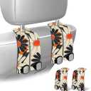 Headrest Hooks for Car Seat Back Organizers, 2 Packs Car Purse Holder, PU Leather Bag Hooks, Purse Hook Cars Organizer Front Seat, Cars Decorations Interior Necessities (Orange Flowers)