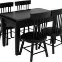 Miniature Dining Table and Chairs Set 5pcs 1:12 Scale Dollhouse Room Furniture Kitchen Mini Wooden Chair Accessories, Model Accessory Decoration for Doll House DIY Hobby, Black