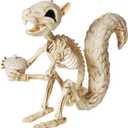 JOYIN Squirrel Skeleton Halloween Decoration 9.1 Inch Animal Posable Skeletons Movable Joints Plastic Bones with Pine Cones for Halloween Haunted House Decor Spooky Scene Garden Patio Party Prop
