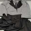 Women's Vintage Tea Dress V-Neck 3/4 Sleeves Plaid A-Line Cocktail Party Dress, XL