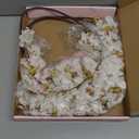 Sunm Boutique Silk Cherry Blossom Branches, Artificial Cherry Blossom Tree Stems Faux Cherry Flowers Vase Arrangements for Wedding Home Decor, Set of 3 (White)