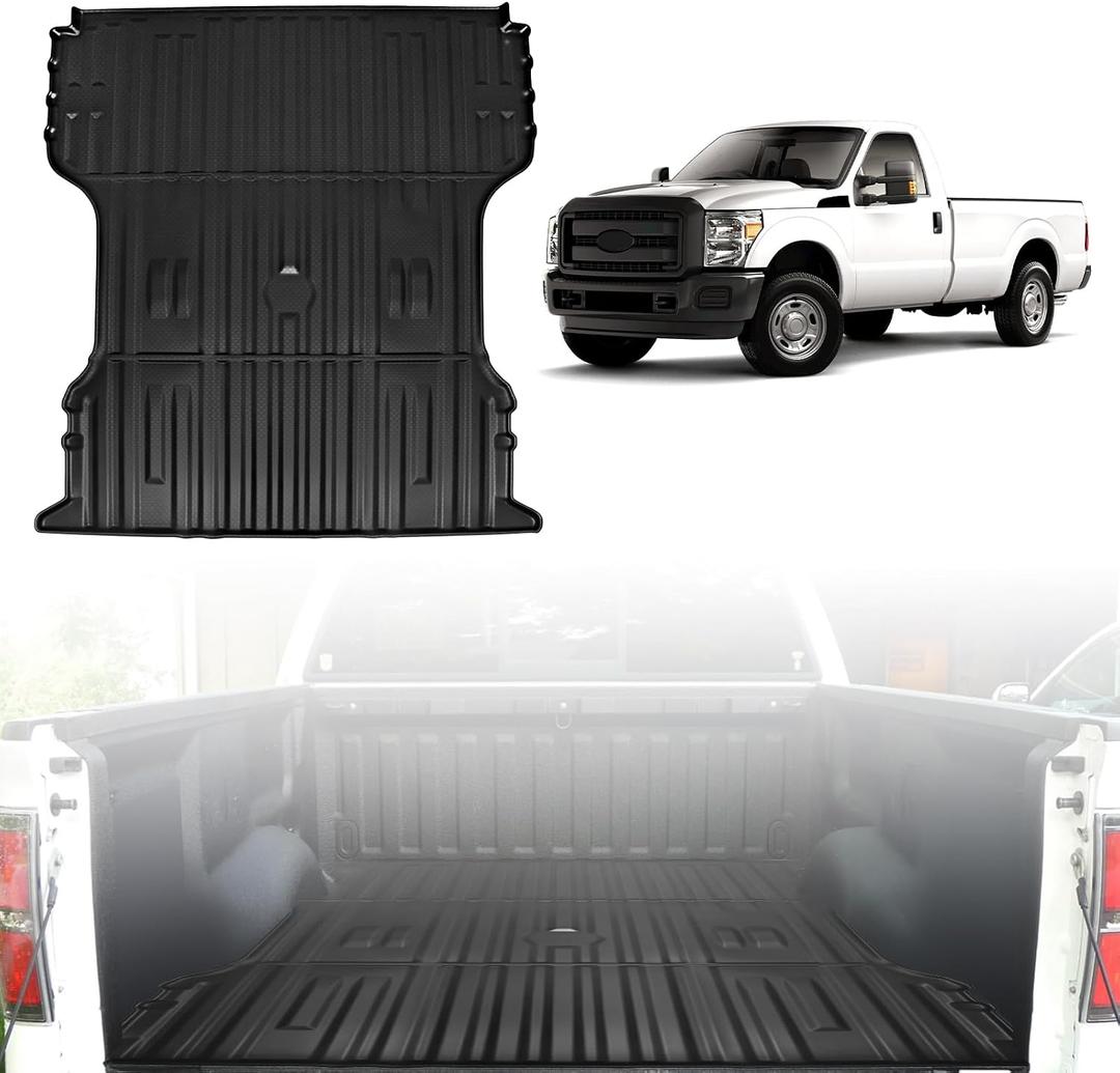 Truck Bed Mat Fit for 1999-2016 Ford Super Duty F250/F350/F450 Accessories 6.8FT, Black Flush All Weather Protection TPE Heavy Duty Pickup Bed Liner Cargo Mat