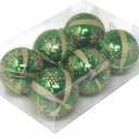 Allgala 6-PK 3 Inch Luxury Glitter Rich Decoration Christmas Tree Ornament Balls (Green)