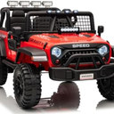 24V Ride on Car for Kids, 2 Seater Electric Truck with Parent Remote Control, Spring Suspension, 2 Speeds, LED Headlight & Music Player, Kids Electric Vehicle for Aged 3-8 Years, Red