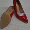 Women High Heels 4 inch Stiletto Pumps Sexy Pointed Toe Patent Leather Slip On High Heel Dress Evening Party Pump Shoes (9, Red)