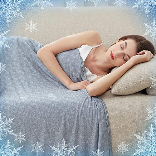 AmyHomie Cooling Blanket,90"x90"Queen Size, Summer Blankets with Double Sided Cold Effect, Arc-Chill Q-Max>0.5 Cool Fiber, Breathable Lightweight Blankets for Hot Sleepers Night Sweats