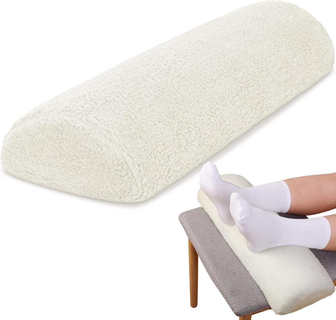 Recliner Leg Rest Cushion Sofa Footrest Pillow with Cover Half Moon Bolster Pillow Under Knee Pillow for Sleeping On Back Alleviating Pain, 19.7 x 8 x 3.5 Inch (Beige)