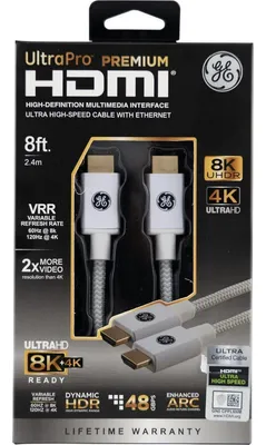 GE 8ft. UltraPro Premium Certified 8K Ultra High-Speed HDMI Cable with Ethernet