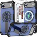 17 Air Phone Case Magnetic for i Phone 17 Air Phone, with Stand and HD Screen Protector [Compatible with MagSafe Accessories], Heavy Duty Rugged Drop Protection Case for iPhone 17 Air, Blue