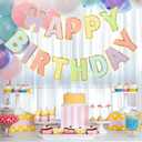 Happy Birthday Banner - 9ft Pre-Strung Happy Birthday Sign for Women, Men, Girls, Boys - No DIY Birthday Decorations & Party Supplies(Macaron)