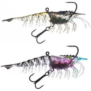 EJDHA Fishing Bait, Soft Bait, Shrimp Fishing Artifact, Home Fishing Bait, Suitable for Saltwater Lakes, Sea bass, Trout, 2 Pieces