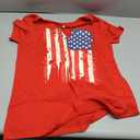American Flag Shirt Tops Womens 4th of July T-Shirts Ring Hole Short Sleeve Sexy V-Neck Patriotic Tees (Medium, Red1)