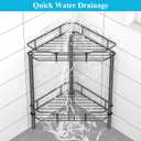 HuggieGems 2 Tier Floor Standing Corner Shower Caddy Organizer Shelf with Hooks, Bathroom Shelves Stand Rack, Black