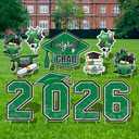 Large 11 PCS Graduation Yard Signs, Class of 2026 Congrats Grad Outdoor Lawn Yard Sign with Stakes, Graduate Yard Decorations for College High School Party, Black and Green