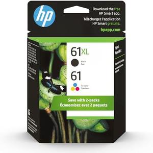 HP Original 61 Tri-Color / 61XL Black Ink Cartridges (2-Pack) | Works DeskJet 1000, 1510, 2050, 2500, 3000, 3510 Envy 4500, 5530