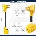 NEMA N10-50P 50Amp to Dryer Plug to 6-20R EV Charger Adapter, 50A 250V 3-Prong Dryer Plug to 20A 250V 6-20R, 10-30P to 6-20R Power Cord for EV Car Charging at Dryer Outlet