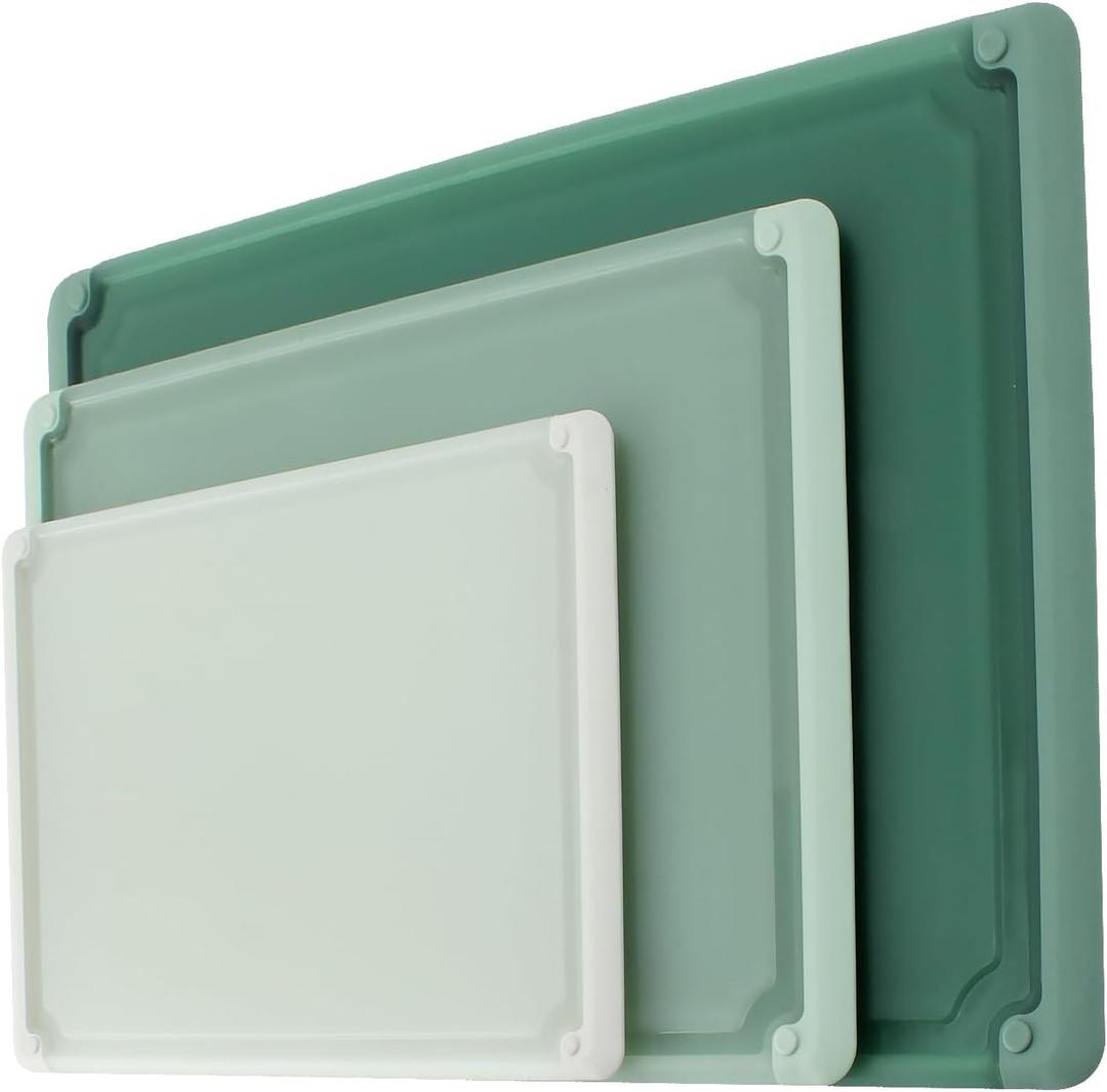 COOK WITH COLOR Extra Large Cutting Board Set, Jumbo-Sized Boards with Rubber Border for Enhanced Cooking Experience, 3-Piece, Sage