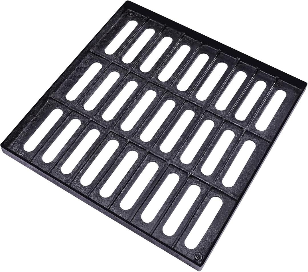 Sewer Cover Grates, Cast Iron Drains, Outdoor Drain Cover, 19.7x19.7 Cast Iron Drain Sewer Grate, Heavy Duty Channel Grate for Catch Basin, Black
