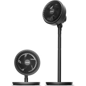PELONIS 7-Inch Pedestal Air Circulator, Oscillation Fan, 3 Speeds, Adjustable Height (Tabletop/Standing Fan), 75+90 Oscillation, 5-Blade Quiet Pedestal Fan for Bedroom, Office, Home (Black)