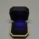 GBYAN Ring Box with LED Light Jewelry Display Gift Box for Proposal,Engagement, Wedding (black) (2.5" x 2.5" x 1.8")