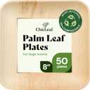 Chic Leaf Disposable Palm Leaf Plates - 50 Count, 8" Square, Natural - Bamboo Plates Disposable, Biodegradable & Compostable - Microwave Safe & Heavy Duty - Event & Party Supplies - Wedding Decor