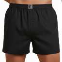 LUFT Mens Fine Linen Soft Stretch Elastic Waistband Underwear Boxer Shorts (Large, Black)