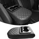 QianBao Car Center Console Diamond Pattern Armrest Box Booster Cushion with Cup Holder Mobile Phone Storage Armrest Booster Pad Protector Universal for Most Car Style B