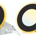 4 Inch Black Ultra-Thin LED Recessed Lights with Night Light 2 Pack, Canless Wafer, 2700K-5000K Selectable, 9W, 120V, 750LM, Dimmable, ETL FCC