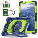 OPLiRRK for Samsung Galaxy Tab A9/A11 8.7-Inch 2023/2025 Case.【NO A9+ Plus】 360 Rotating Stand Shoulder Strap Heavy Duty Shockproof Protective Silicone Case (Navy Blue Green)