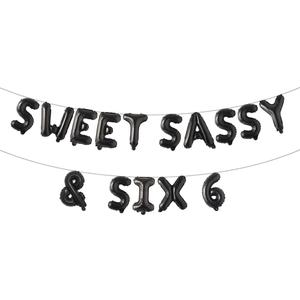 Sweet Sassy & Six Birthday Decoration Sweet Balloons 6 Years Old Birthday Decoration Girls 6th Birthday (SWEET SASSY & SIX 6 Black) 