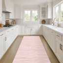 Nakagishi Runner Rug Kitchen Washable Rugs: 2x6 Non-Slip Boho Soft Modern Stain Resistant Indoor Floor Neutral Farmhouse Throw Carpet for Hallway Bathroom Laundry Room Entryway Bedroom- Pink