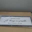 With God All Things Are Possible Wall Decor Art 32"X12" God Is Within Her She Will Not Fall Matthew 19:26 Sign Bible Verse Large Wooden Framed Wall Hanging (Black)